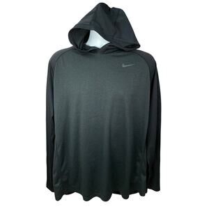 Nike men’s Dri-Fit Long Sleeve Shirt With Hood- Black Size XL